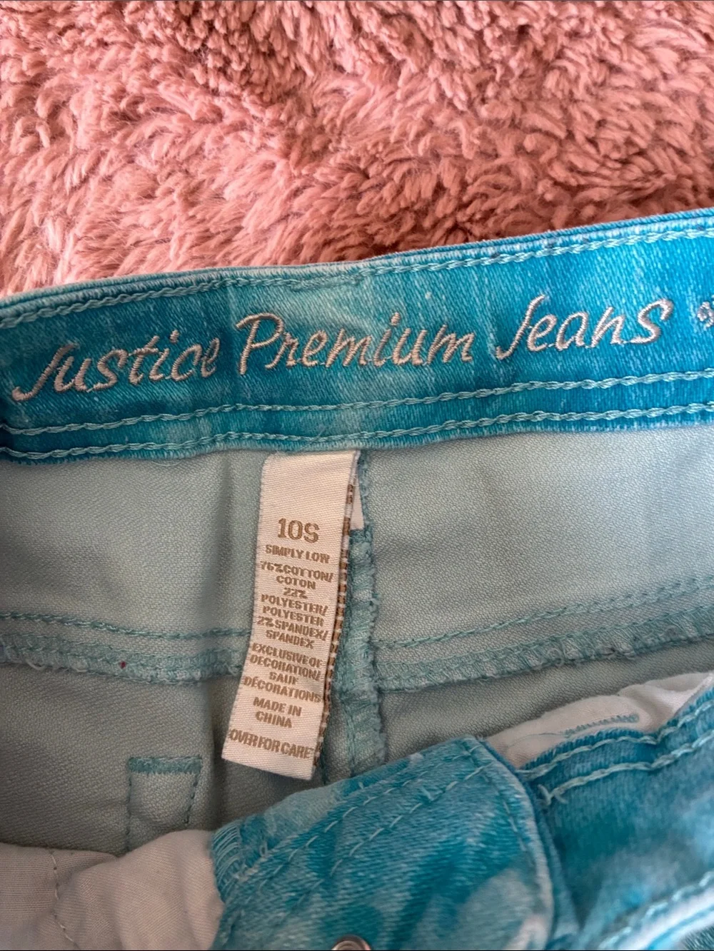 Justice Girls Turquoise Tie-Dye Skinny Jeans